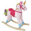 Kids Joy Cavallo a Dondolo Unicorno H80 cm in Peluche Kids Joy Rosa