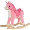 Giordanoshop Cavallo a Dondolo Unicorno per Bambini in Legno e Peluche Unicorno Rosa