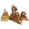 bambola di porcellana-set da 3 statue per collezione-bambina con cappello vestit