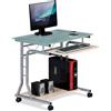 TECHLY Accessori - Vari - Scrivania Per Pc Compatta In Metallo E Vetro Con Ruote