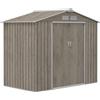 Outsunny Casetta da Giardino in Metallo con Prese d'Aria e Doppia Porta Scorrevole, 2.1x1.3m, Marrone Chiaro