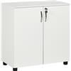 HOMCOM Mobiletto da Ufficio Multiuso con Serratura, Armadietto per Documenti con 2 Ante e Mensola Interna in Legno, Bianco, 80x40x80cm