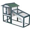 PawHut Gabbia per Conigli e Animali da Compagnia in Legno 2 piani di Abete Doppia Porta 140x65x100cm Verde e Bianco