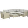 Outsunny Salotto da Giardino 7 Pezzi Modulabile in Rattan PE con Cuscini, Beige|Aosom