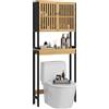 HOMCOM Mobile Sopra WC con Armadietto 2 Ante a Doghe e Ripiano Aperto, 60x21.5x172cm, Colore Legno|Aosom