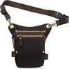 Boshiho Borsa da uomo in vera pelle - Marsupio da uomo, per moto, marrone scuro, grande pelle da uomo, borsa da gamba esterna, borsa da viaggio, marsupio da trekking, arrampicata, marrone, alla moda