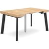 Skraut Home | Consolle allungabile | Tavolo consolle allungabile | 140 | Per 6 persone | Gambe in legno | Stile moderno | Rovere e nero