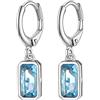 Suplight Orecchini Donna Argento 925 Acquamarina Orecchini Argento Acquamarina Quadarta Orecchini Argento 925 con Pietra Acquamarina Marzo Orecchini Argento Donna con Confezione Regalo