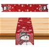 Abeillo Runner da tavola natalizio, alla moda, motivo pupazzo di neve, colore rosso, fiocco di neve, decorazione per la cucina, per l'inverno e il Natale (33 x 180 cm)