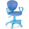 HJH Office 670978 Sedia girevole per bambini KID COLOUR tessuto blu Sedia da scrivania per bambini, poggiapiedi e seduta regolabili in altezza