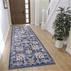 Hanse Home Caracci - Tappeto orientale, classico, a trama fitta con ornamenti e motivi floreali, morbido pelo corto, per camera da letto, sala da pranzo, soggiorno, corridoio, cucina, blu, 80 x 240 cm