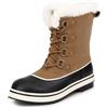 DREAM PAIRS Stivali da Neve Donna Stivali Impermeabili e Caldi da Donna con Lacci Stivali Invernali da Donna a metà Polpaccio,Size 36.5,Abbronzatura,SDSB2412W