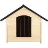 SPRINGOS cuccia per cani in legno con pavimento rialzato 81 x 74 x 62 cm Cuccia per esterno casa in legno per cani con tetto inclinato tenda a lamelle e trattamento impregnante incluso