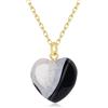 COAI Collana Cuore da Donna, Collana Placcata Oro da Donna con Ciondolo Cuore di Agata Brasiliana Bianca e Nera