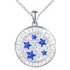 MicLee Collana Ciondoli Foto da Donna in Argento 925 Pendenti Medaglioni de Fotografico Moda Collane Rotonda di Cielo Stellato Ciondolo Apribile Stelle Blu