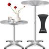 KESSER® Tavolo da bar pieghevole | Piano in acciaio inox verniciato a polvere | Piedini regolabili in altezza | Tavolo da festa Ø 60 cm | Tavolino pieghevole argento