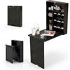 COSTWAY Scrivania Pieghevole da Parete, Tavolo Pieghevole a Muro con Divisorio a 3 Livelli e Ripiani Regolabili, Scrivania Salvaspazio per Cucina, Salotto e Studio, 60 x 94,5 x 151 cm (Nero)