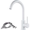 F-DEEN Rubinetto da Cucina in Acciaio Inox, Girevole a 360°, Miscelatore Monocomando, F-DEEN Rubinetti per Lavello Cucina Bianco