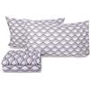 zer0bed Set Lenzuola Matrimoniali In Cotone Fantasia Geometrica, Made In Italy, Lenzuolo Sopra + Lenzuolo con Angoli + Coppia Federa, 100% Cotone, Indaco