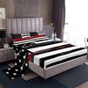 Homemissing Lenzuolo con angoli con bandiera americana per ragazze ragazzi bambini bandiera USA strisce geometriche set di lenzuola nero bianco rosso linea singolo 3 pezzi