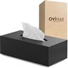 ovimar cosmetic tissue box Gronnoya | in acciaio inox | nero opaco | dispenser di fazzoletti di carta, asciugamani di carta, fazzoletti cosmetici per bagno, cucina | montaggio a parete opzionale