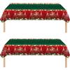 Mienocol 2 tovaglie natalizie, 137 x 274 cm, grandi, rosso e verde lucido, tovaglia rettangolare in plastica per feste di Natale, vacanze invernali, decorazioni per la tavola di Natale