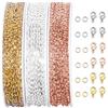 HZAOPZE 3 pcs Catena per creazione di gioielli da 15 m Collana in acciaio inossidabile placcato Catena portacavi Catena in metallo con 30 anelli per saltare e 150 fermagli per la creazione di gioielli