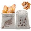 Juyibaao 2 Pezzi Sacchetto Portapane in Lino con Rivestimento Fodera in Plastica, Sacchetti Riutilizzabili per il Pane, Tasche con Coulisse Lino Anche per Frutta e Verdura (40 x 30 cm)
