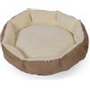Danish Design Essentials - Cuccia trapuntata per cani, beige, piccola, 53 x 53 x 15 cm, con fodera in pelliccia, lavabile in lavatrice