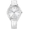 COMTEX Orologio da donna alla moda ed elegante cassa argento cristallo diamante cintura bianca digitale facile da leggere quadrante impermeabile orologio al quarzo decorazione, bianco, Moderno