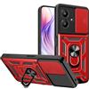 ESTH® Cover per Xiaomi Redmi 13C 5G con Custodia per Fotocamera Scorrevole e Supporto ad Anello [Custodia Paraurti Compatibile con Supporto Magnetico per Auto], Rosso