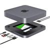 GEWOKLIY Mac Mini Dock, Docking Station con Dual SSD Enclosure- Fits M.2 NVMe/SATA SSD e SSD da 2,5 pollici, USB C 10 Gbps, lettore di schede SD/TF, Mac Mini Hub per Mac Mini M1/M2/Mac Studio