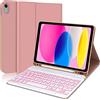 IVEOPPE Custodia Tastiera ipad 10 Generazione 2022 10.9/iPad A16 11 Generation, Cover Tastiera Italiano QWERTY Retroilluminato Bluetooth Staccabile Magnetica con Portapenna, Oro Rosa