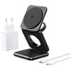 Alilong 3 in 1 Caricatore Wireless Magsafe-Compatibile, Pieghevole Stazione Ricarica per Apple Watch e iPhone 17 16 15,15W Viaggio Caricabatterie Magnetica per iWatch 10 Ultra 9 AirPods Pro, Nero