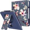 FINTIE Custodia per 7 Kobo Libra Colour (2024) / Kobo Libra 2 (2021) eReader - Stand Cover Protettiva Case con Card Slot e Hand Strap, Auto Sveglia/Sonno, Blooming Hibiscus