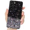 LCHULLE Custodia Glitter Compatibile con Samsung Galaxy S21 FE 5G Cover Trasparente Ragazza Custodia Glitter Clear Case TPU Bumper Silicone Cover per Samsung S21 FE 5G Nero