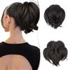 SEGO Chignon Capelli con Pinza Coda Cavallo Capelli Extension Posticci per Capelli Extension Coda Sintetica Ondulato Finti Posticci Messy Hair Bun con Filo di Metallo flessibile Marrone Scuro