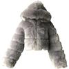 Generico Donna Cappotto in Pelliccia Sintetica con Cappuccio Elegante Pellicciotto Corto Donna Giacca Maniche Lungo Giubbotto Donna Invernale Pelliccia Ecologica Termico Morbido Cappotti Cappottino