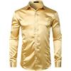 Dsimilarl Elegante Camicia di Raso di Seta Bianca Uomo Chemise Casual Manica Lunga Slim Fit Mens Abito Camicie Business Matrimonio Maschio Camicia