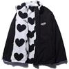 FYHTC Giacche in Pile Sherpa da Donna, Reversibili con Stampa a Cuore Kawaii con Cerniera Pelosa, Cappotti Oversize Invernali Y2k Estetici(Black,Medium)