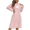 Silver Basic Camicia da Notte a Maniche Lunghe in Flanella Invernale Sleepwear da Donna e Ragazza Pigiama a Collo Tondo in Pile da Donna Gonna XL,Rosa-1