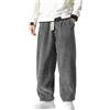 Beokeuioe Baggy Pantaloni giapponesi in velluto a coste, da uomo, a gamba larga, larga, larga, hip-hop, pantaloni harem, alla moda, oversize, per il tempo libero, streetwear, A grigio., XL