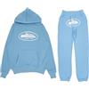 Silver Basic Tuta per Uomo Donna Felpa con Cappuccio e Pantaloni Multicolor Set CTZ stampato Tuta 2 Pezzi Autunno Inverno jogging Streetwear M,SkyBlue-2