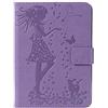Artfeel Cover per Amazon Kindle Paperwhite 1/2/3/4,Sbalzato Carina Ragazza Gatto Pelle Portafoglio Custodia,Flip Smart Supporto Cover con Auto Sveglia/Sonno,Uccello Viola