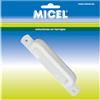 Micel - 17334 - Blister Maniglia Rotonda Spostata con Piastra, in Alluminio, Finitura Bianco, Ideale per Porte Interne, 26 x 195 x 45 mm