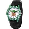 STAR WARS The Mandalorian Kids' Plastic Time Teacher Analog Quartz Nylon Strap Watch, verde/nero, striscia