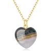 COAI Collana Cuore da Donna, Collana Dorata da Donna con Ciondolo Cuore di Agata Brasiliana