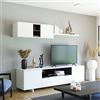 EGLEMTEK Parete Attrezzata Swiss Mobile Soggiorno TV con Mensola Salotto Legno Base Televisione Sala da Pranzo Design Moderno 200 x 41 x 46 cm Colore Bianco