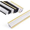 Jackfru Modanature da soffitto autoadesive, 5 m, modanature decorative per pareti (bianco con oro, 12 x 9 mm)
