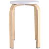 Wakects Sgabello rotondo, sgabello in legno curvo antiscivolo, sedia color caramello con 4 gambe, 40 x 45,5 cm (bianco)